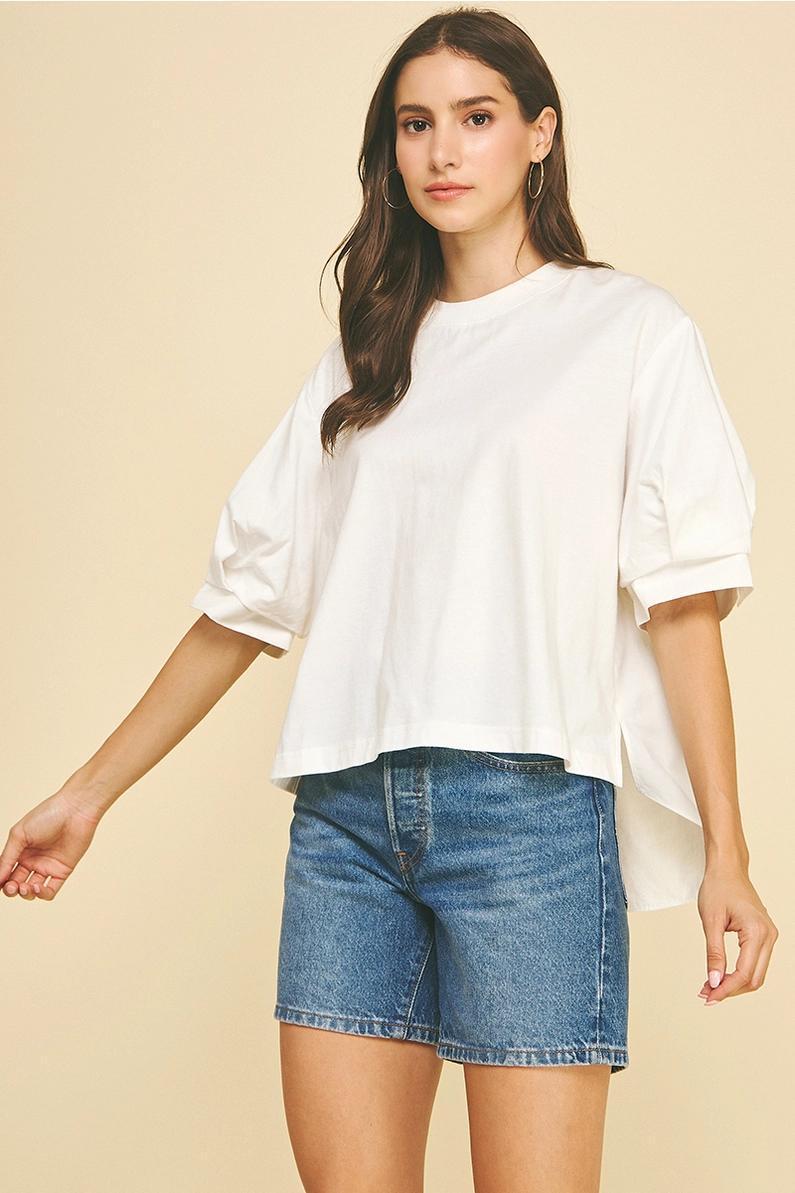 White Mixed Media Top