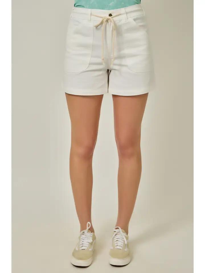 Vintage White Pull On Shorts