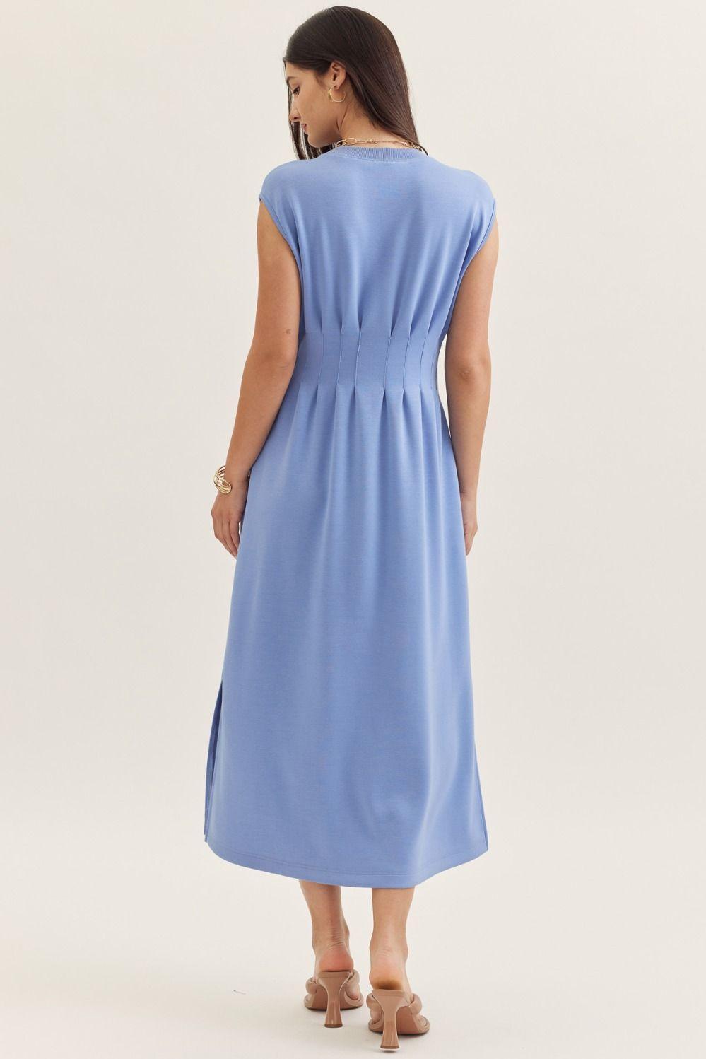 Chambray Blue Scuba Midi Dress