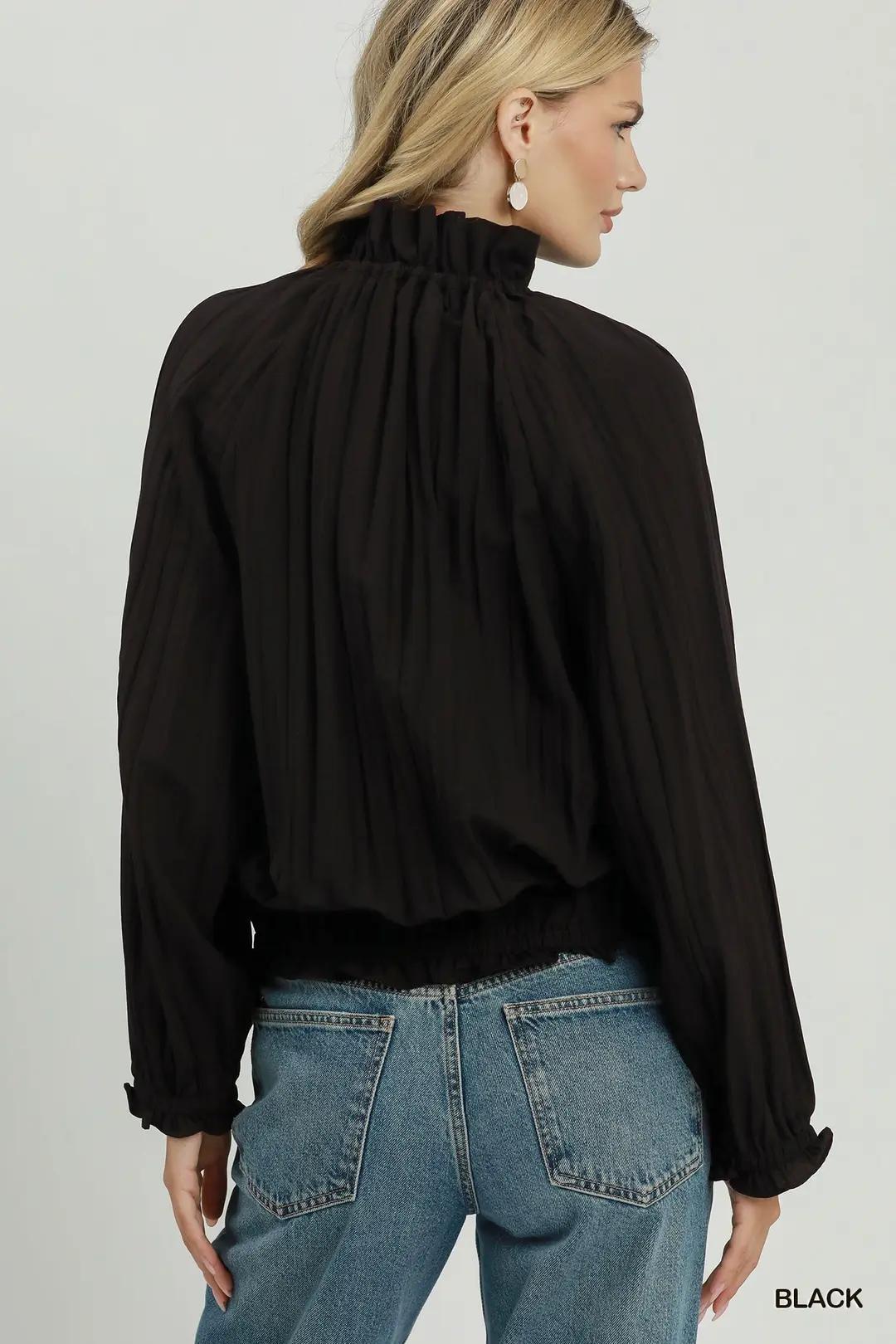 Black Crinkle Bomber Jacket