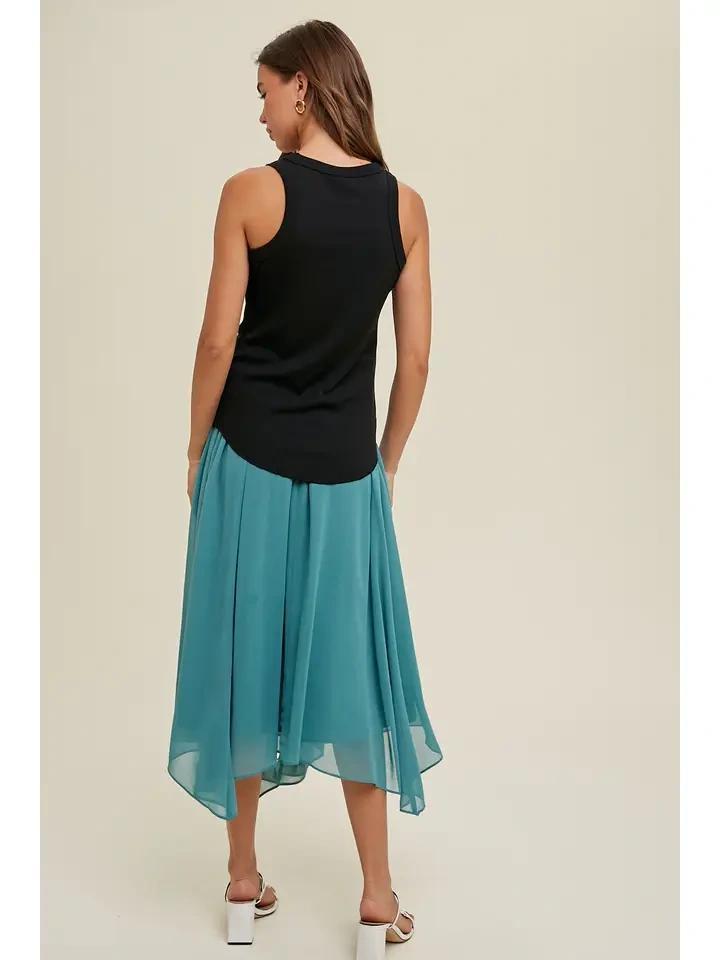 Black Crew Neck Ribbed Knit Tank