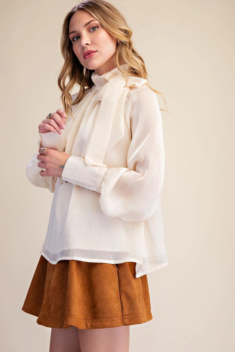 Champagne  Metallic Shimmer Blouse