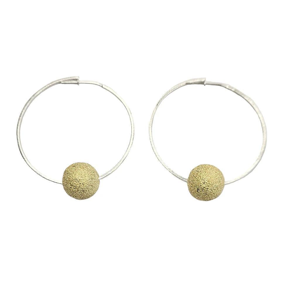 Cynthia Ball Hoop - Silver with Gold