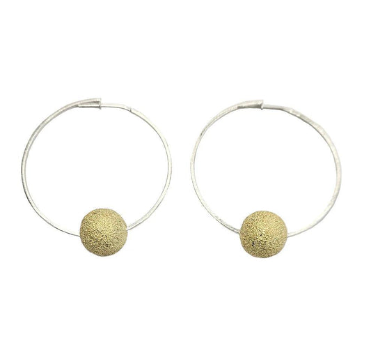 Cynthia Ball Hoop - Silver with Gold