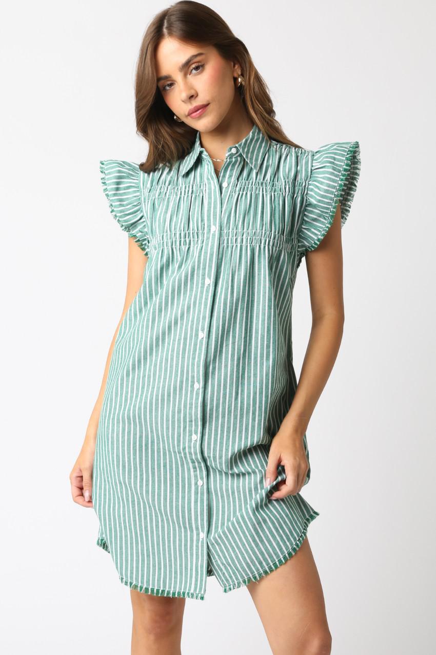 Green and White Honor Stripe Dress