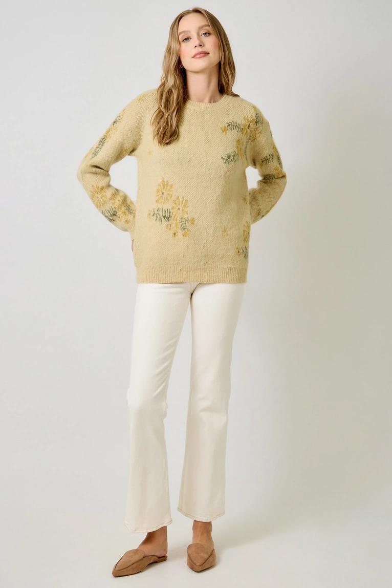 Custard Floral Pullover