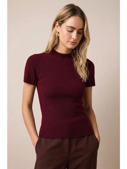 Burgundy Soft Knit Sweater Top