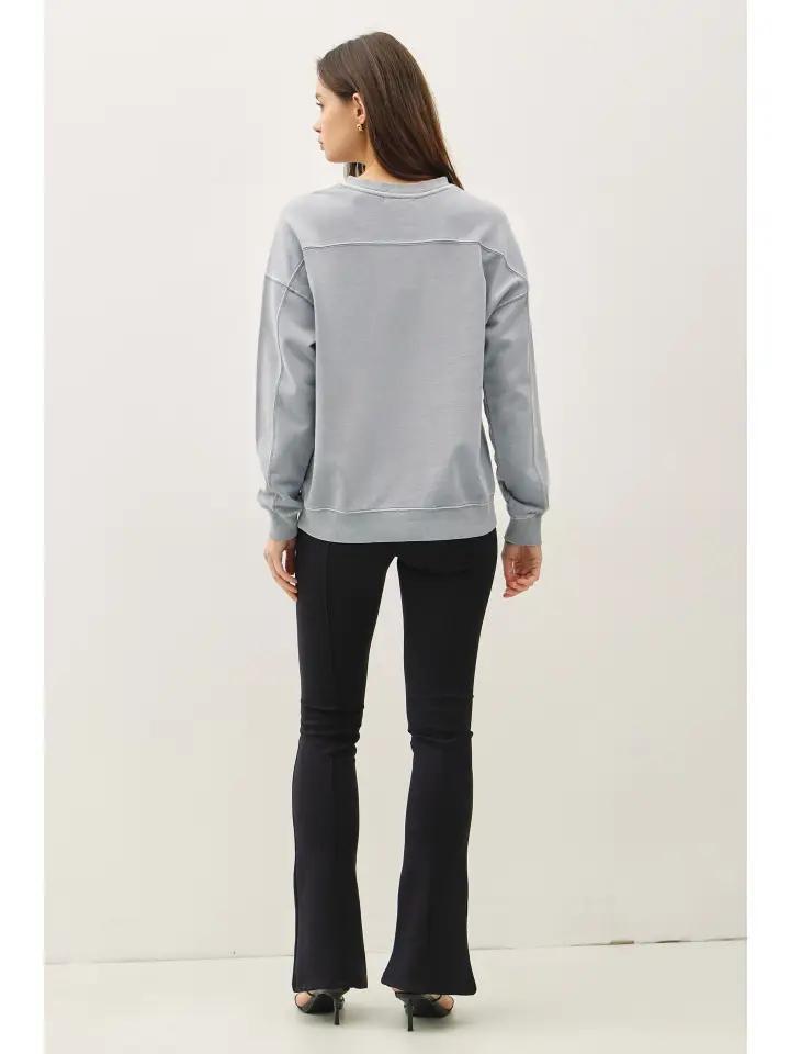 Dusty Blue Acid Washed Sweatshirt