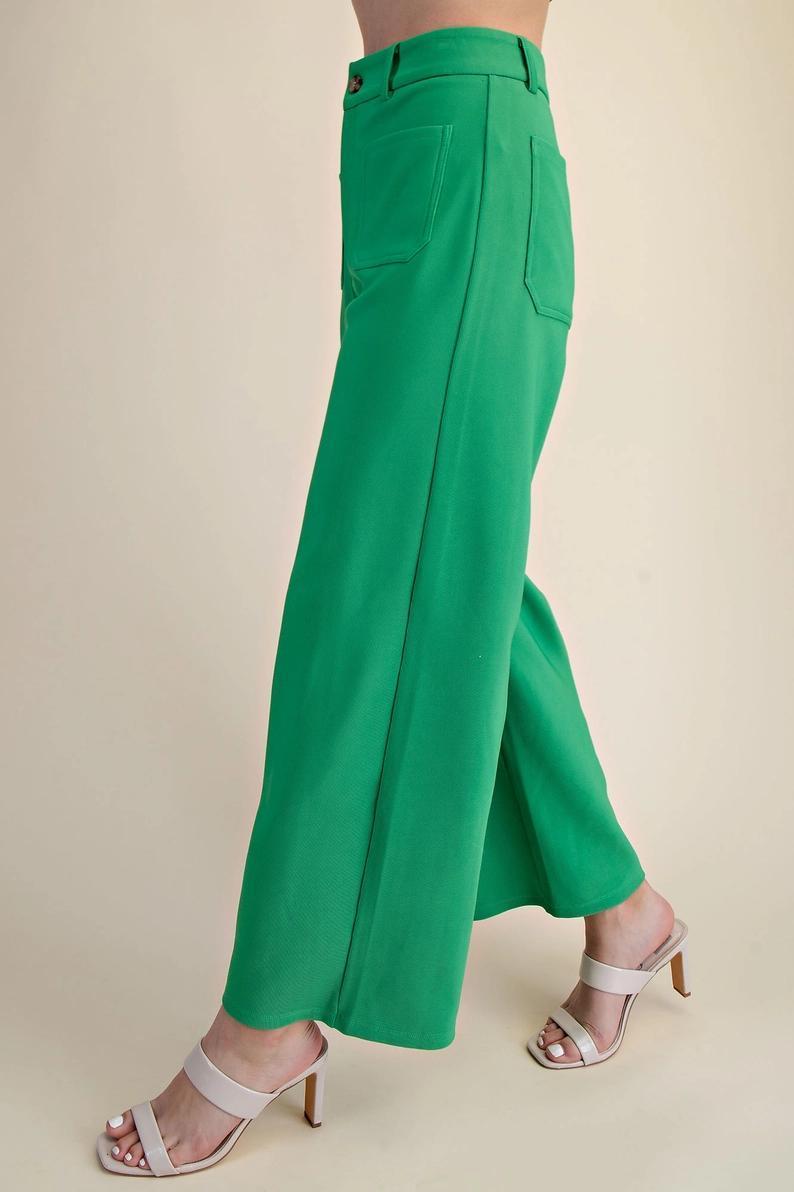 Green Comfy HR Stretchy Wide Leg Pant