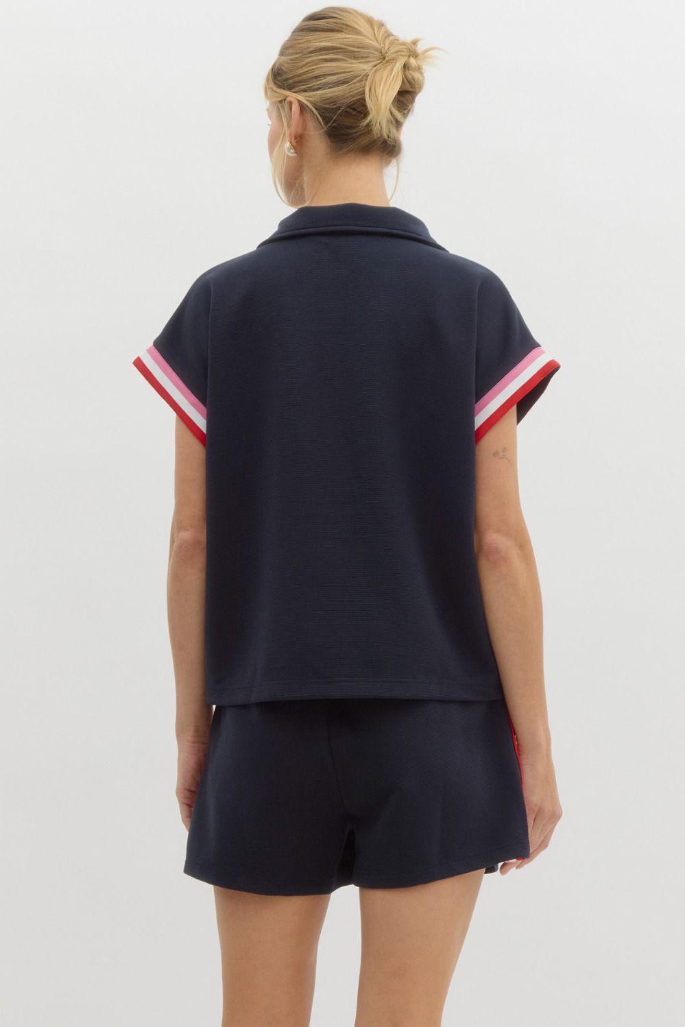 Navy Ribbed Jersey Knit Set