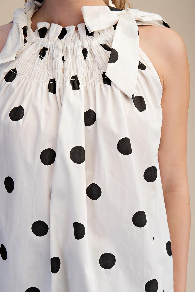 White with Black Smocked Top