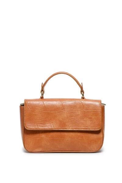 Golden Tan Wilma Faux Croc Mini Flap Handbag